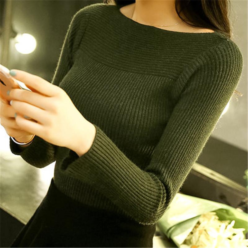 

Women's Sweaters Women Sweater High Elastic Solid Slash Neck 2022 Fall Winter Fashion Slim Sexy Bottoming Knitted Pullovers PZ031, White;black