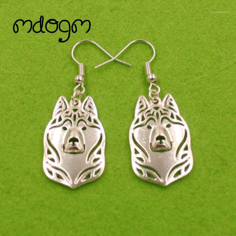 

2020 Husky Dog Animal Pendant Drop Earrings Silver-Plate Kawaii Funny Summer Modern Metal Jewelry For Women Girls Woman E0081