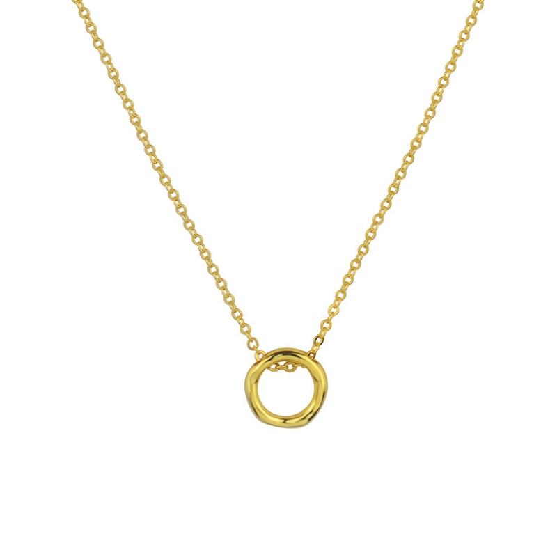 

Simple 925 Sterling Silver Necklace Irregular Round Circle Pendant Necklace for Women Fashion Clavicle Chain Statement