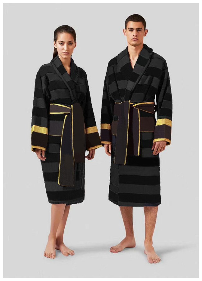 

Wholesale Fashion Men Home Bathrobe Luxurys Designed Robe Unisex Pajamas Long Sleeve Women Belted Sleepwear Solid Nightwear Hotel Gown Black, 888