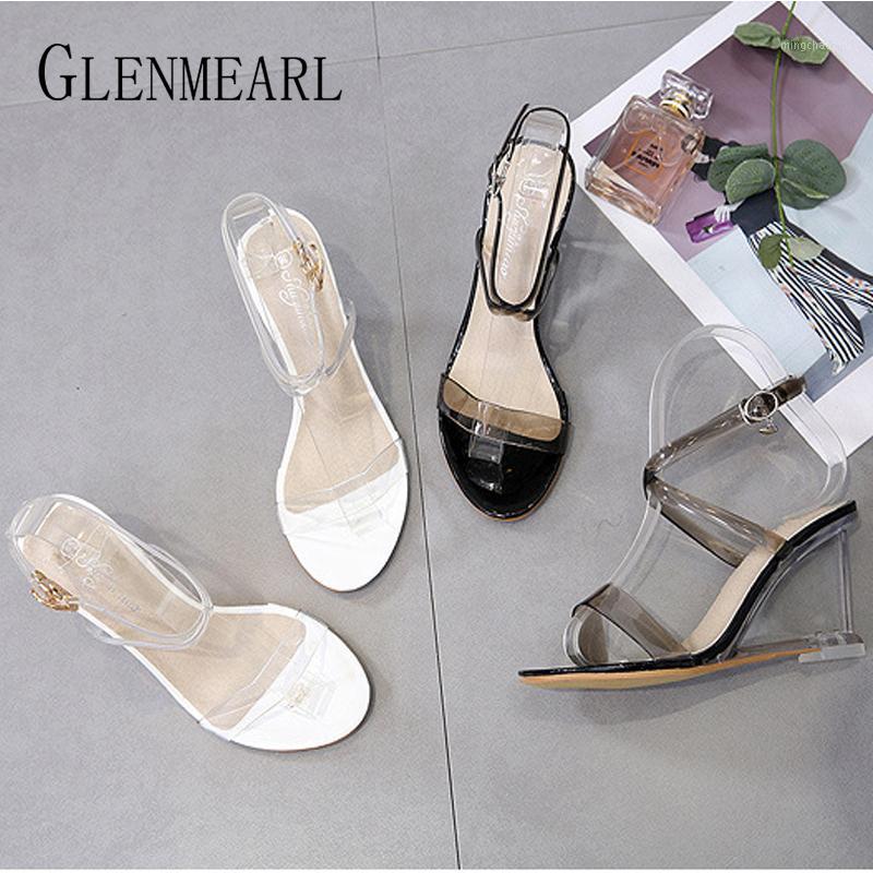 

Women Sandals Wedge Heels Summer Transparent Shoes Women Open Toe Crystal Outdoor Slippers Sexy Platform Shoes New1, White sandals