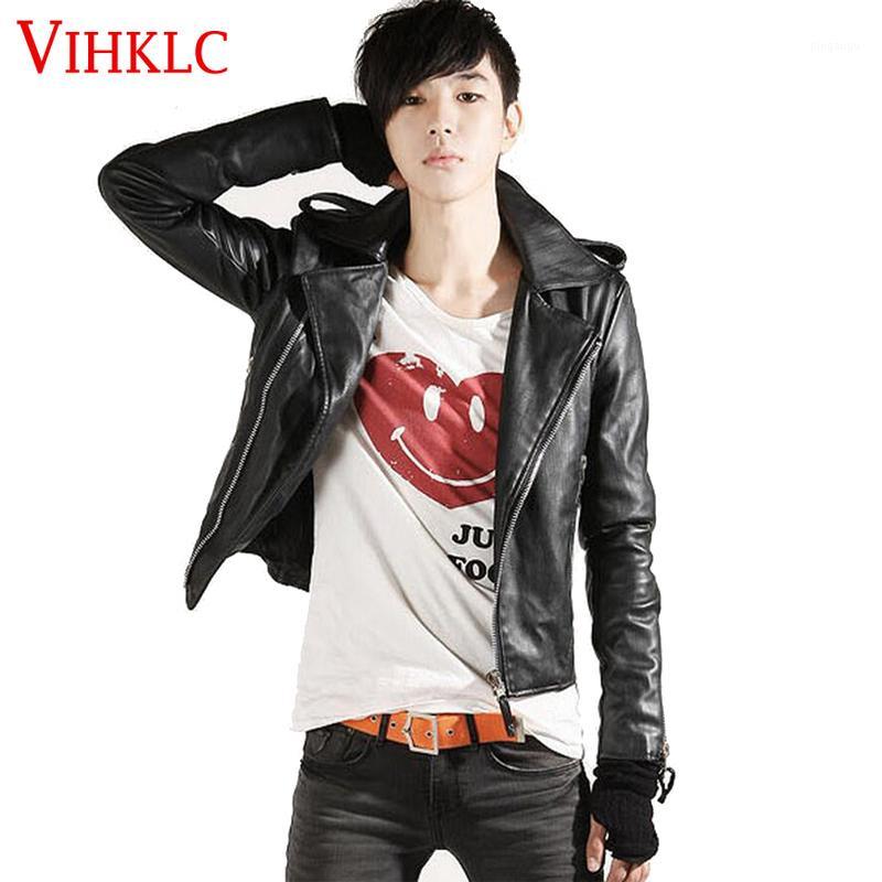 

Men' Leather & Faux Wholesale- Korean Fashion Jacket Men Jackets Coat Slim Biker Motorcycle Soft Zipper Boyer Jaquetas Plus Size 2XL L9321, Black