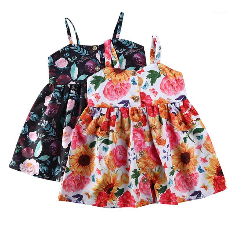 

Summer Girls Clothes Dress 2020 Newborn Baby Girl Sleeveless Floral Button Dress Holiday Beach Slim Sundress 6M-4T1, Black