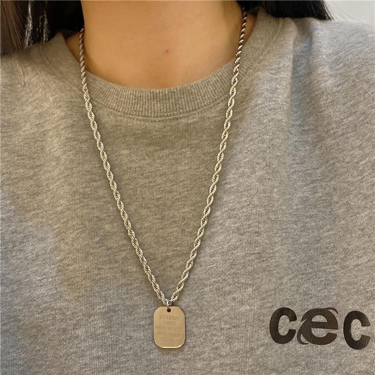 

Chains Simple Letter Sweater Chain Long Necklace Female Autumn And Winter Hip-hop Clavicle Men Women, Silver