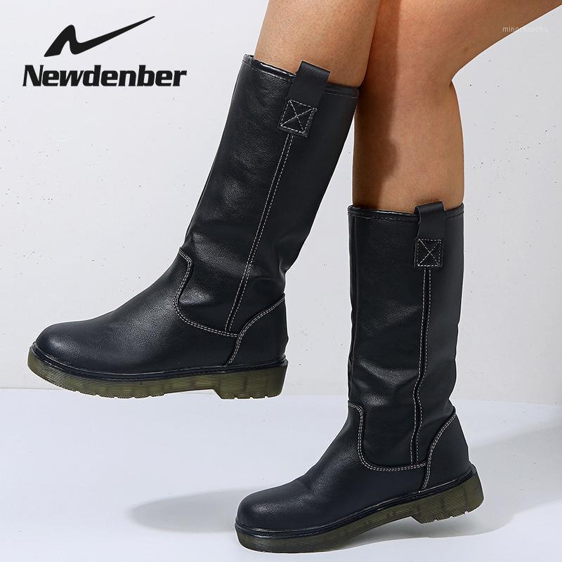 

2020 New Women Winter Snow Warm Boots Fur Felt Russia Jeans Boots Block Low Heels Plush Mid Booties Cheap Shoe Plus Size 35-431, Brown