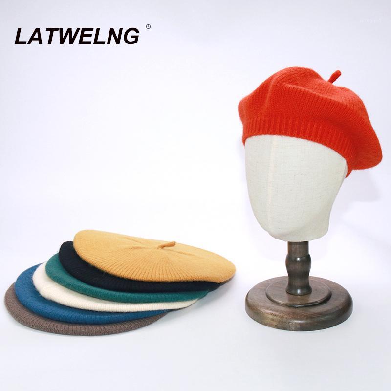 

Berets 7 Colors Fashion Elastic Ladies Beret Female Dress Up Crochet Warm Pumpkin Cap Painter Hat Suitable 55-60cm Head Size B0101, Orange