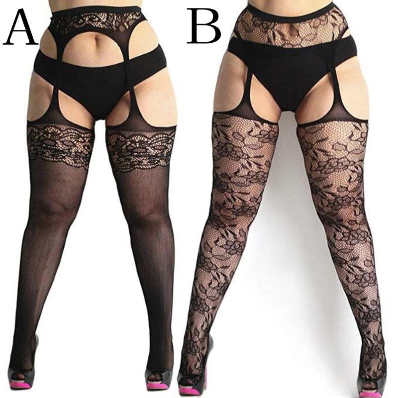 

Women Sexy Lingerie Stockings Fishnet Tights Transparent Crotchless Pantyhose Thigh High Elastic Embroidery Stockings #W5