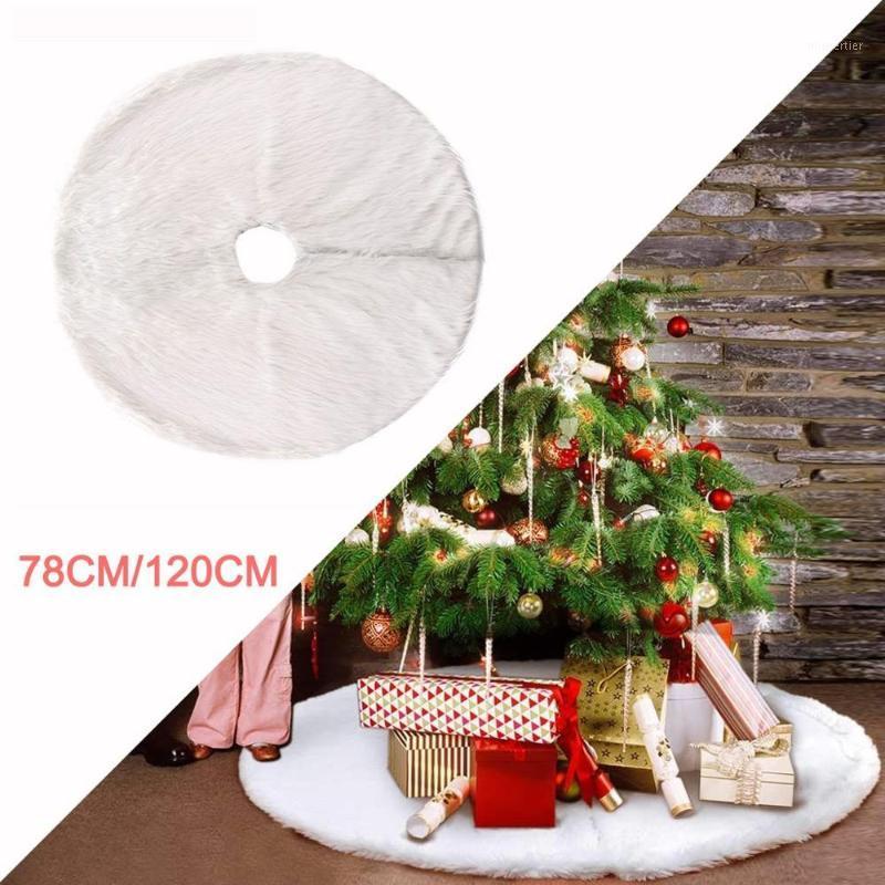 

Snow Plush Christmas Tree Skirts Cloth Base Floor Mat Cover Xmas Party Decoration Floor Mat Cover Ornaments Slipcover Decor A401