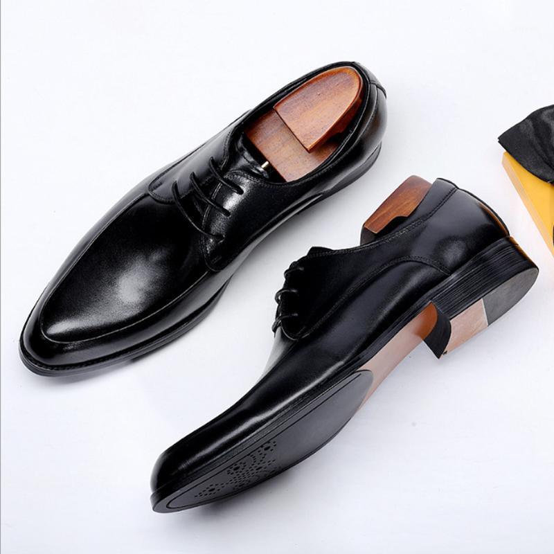 

2021 spring and autumn men's shoes Korean business men shoes casual pointed toe straps leather formal wedding1, Black
