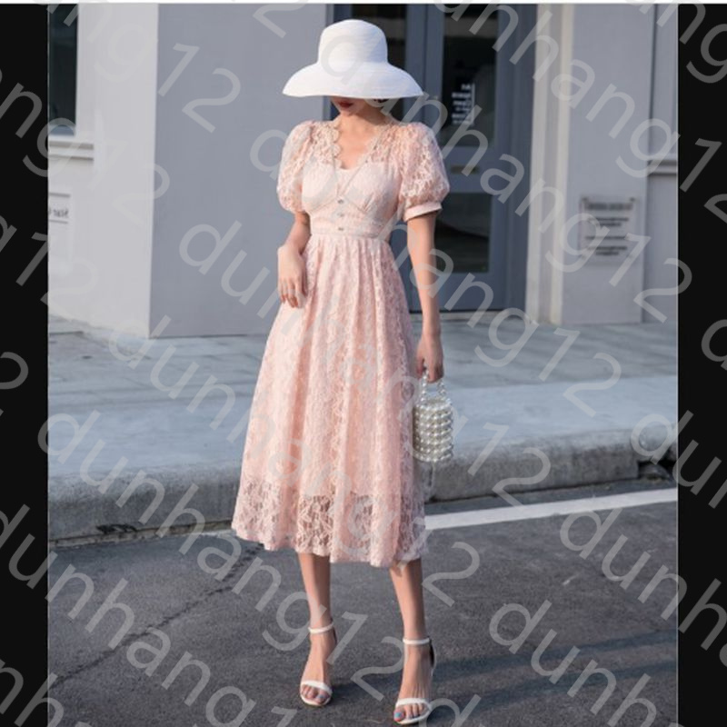 

21 new style celebrity short sleeve slim high waist mid long skirt diamond lady temperament lace dress summer dress, White