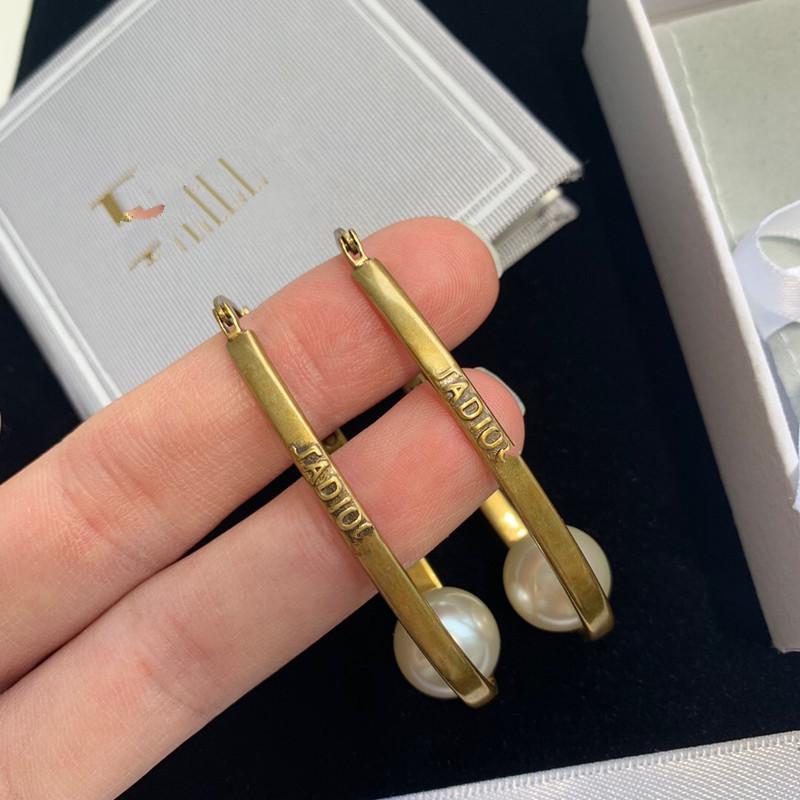 

D home single bead big earrings 925 silver needle anti-allergy High version