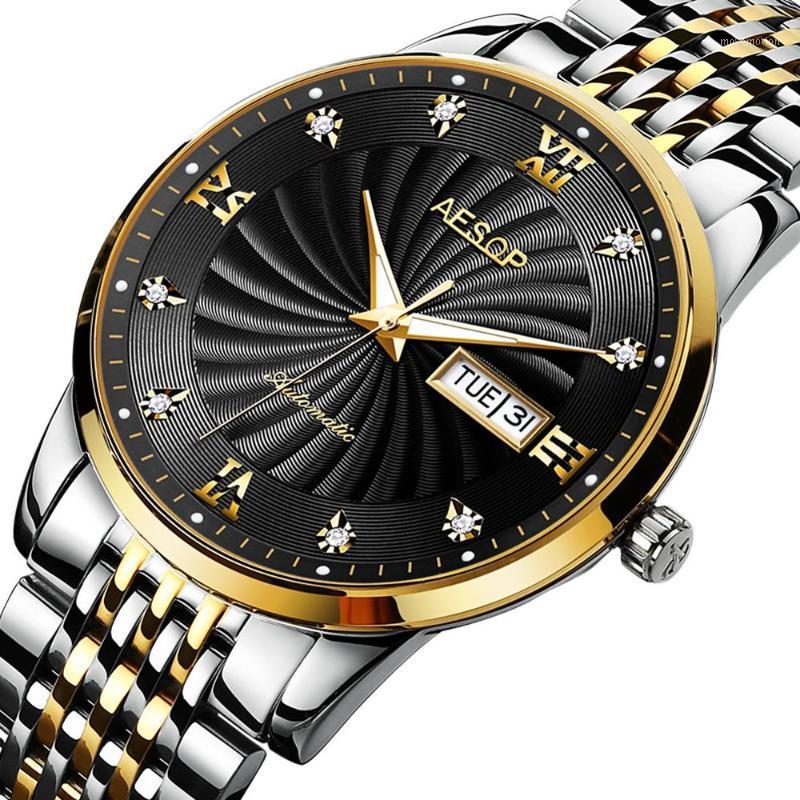 

Top Luminous Mechanical Sport Watch Waterproof Stainless Steel Luminous Man Watch Montre Homme With Automatic Date1, Gold