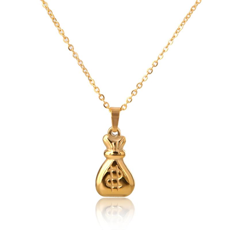 

Hip Hop US Dollar Money Pocket Pendant Necklaces Women Stainless Steel Jewelry Luxury Cute Chain Short Necklace Collier