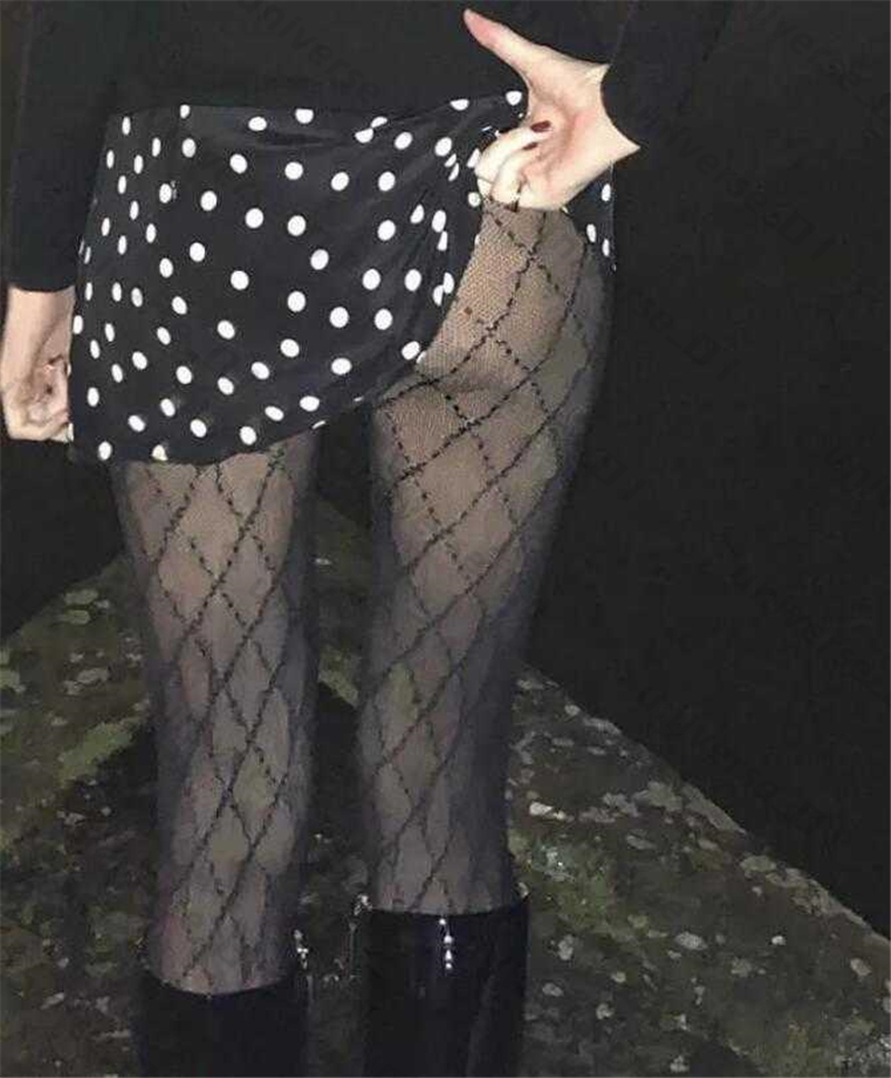 

Sexy Long Stockings Tights Women Designers Socks Fashion black and white Thin Lace Mesh Tights Soft Breathable Hollow Letter Tight Panty hose High quality