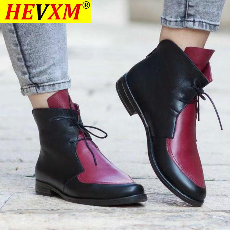 

England Style Boots for Women 2020 New Autumn Winter PU Leather Short Ankle Boots Ladies Motorcycle Women Shoes, Beige