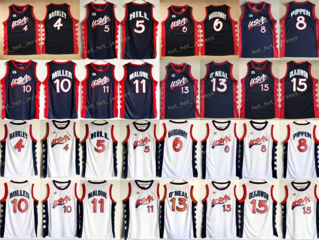 

1996 Dream Three Jerseys Basketball Charles 4 Barkley Penny 6 Hardaway Hakeem 15 Olajuwon Jersey College Scottie 8 Pippen Karl 11 Malone, As