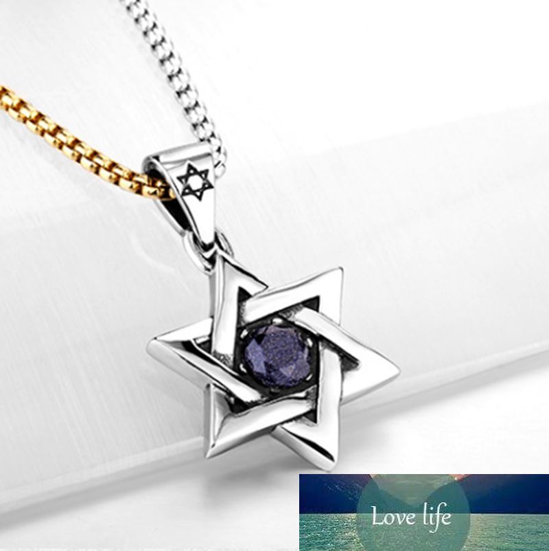 

Classic Punk Mysterious Style Colored Zircon Six Pointed Star Pendants Necklace Charm Men Fashion Rock Party Jewelry