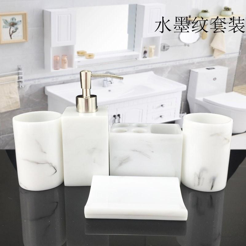 

Bathroom Toilet sets Five-piece Makeup Kit Creative Resin Bathroom Accessories Washing Set cup Soap box Wedding Decoration Gift1