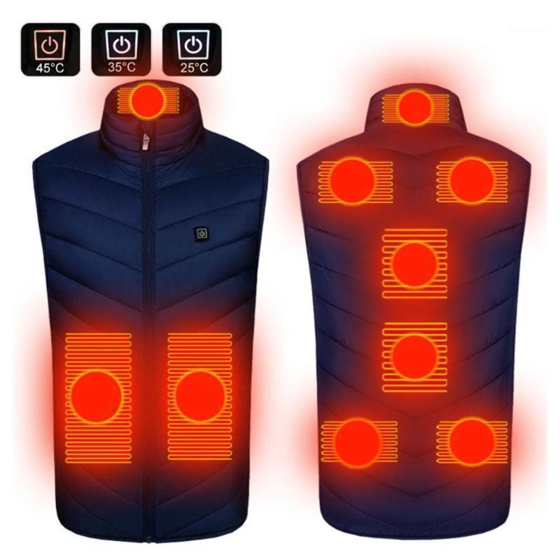 

New Hot Sale Heated Vest 9 Heating Zones USB Men Winter Electrically Heated Jacket Sleeveless Cloth Travel Outdoor Waistcoat1, Black 9 areas
