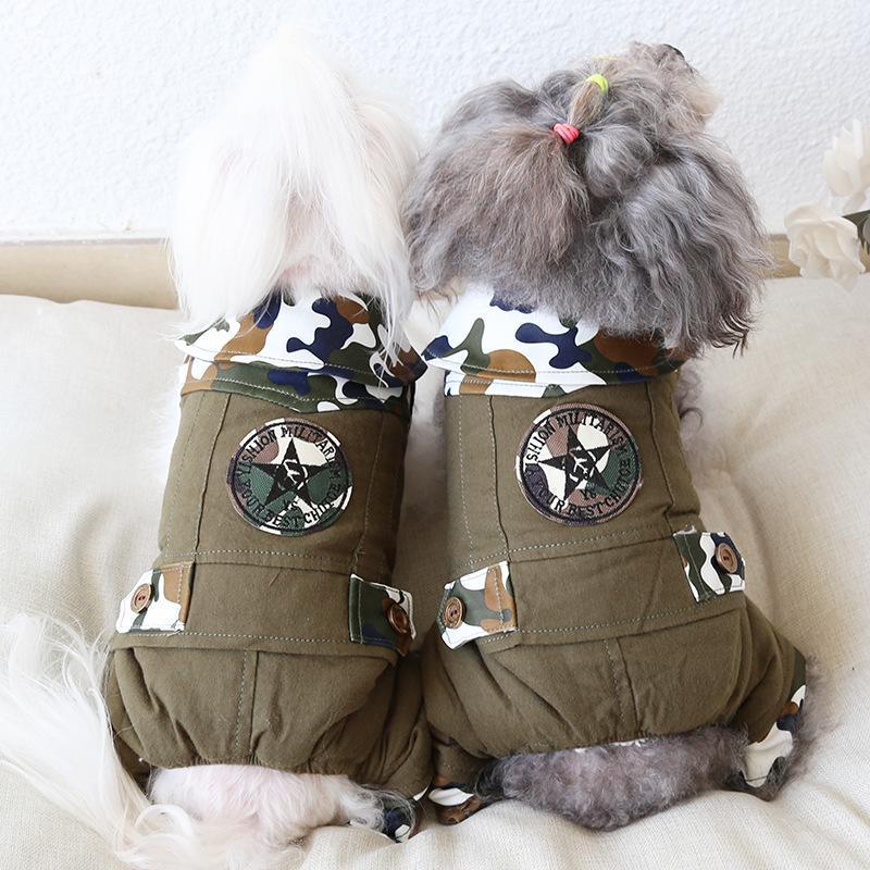 

Dog Clothes Camouflage Lapel Cat Dog Jumpsuits Jacket Coat PET Clothing For Dogs Pet Winter Warm Products Puppy Chihuahua1, Green