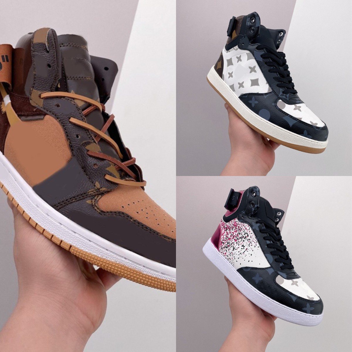 

Retro Paris Flower X Jumpman1 High Basketball Shoes Women Men Casual Sneakers Jordem JordonS Hi 1s Trainers Brown Black White 85 Runner RNNR Athletic Skateboard Shoe, Fill postage