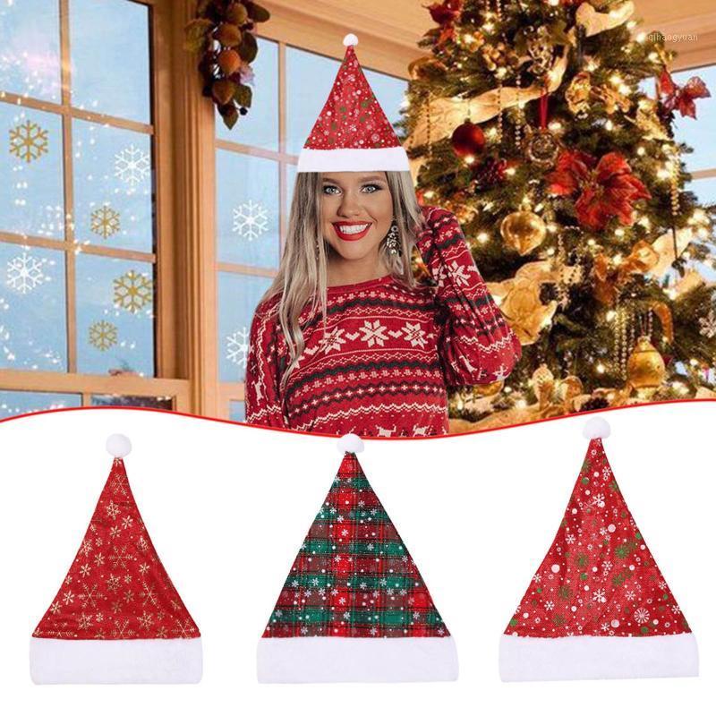 

Christmas Santa Hats Caps Christmas Decorations Printing Hats Xmas New Year's Gifts Home Party Festival Supplies De Navidad1