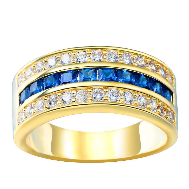 

Royal blue Czech silver color engagement ring for women Cubic Zirconia fashion jewelry Wedding vintage luxury gift Ring jewelry