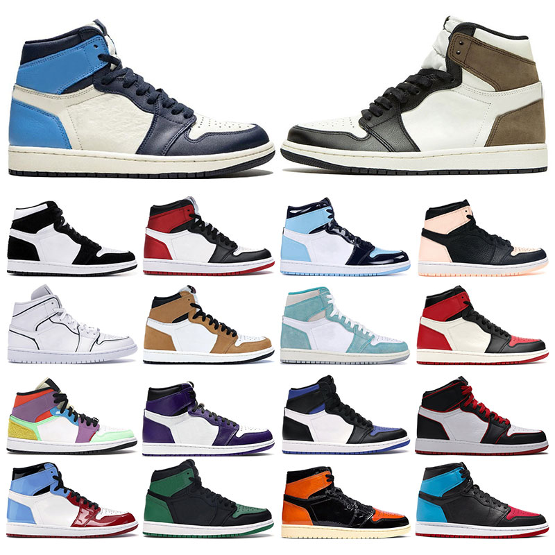 

Basketball Shoes 1s Mens Sneakers jumpman 1 Obsidian Twist Court Purple UNC Turbo Green Rookie of the Year Royal Womens Trainers 5.5-12, 10 light smoke grey