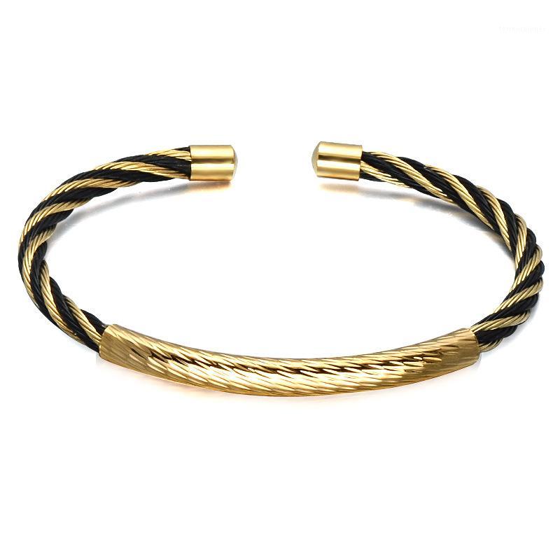 

Bangle Beichong Fashion C Men Jewelry Gold Black Stainless Steel Wire Chain Gifts For Male Drop Ship1