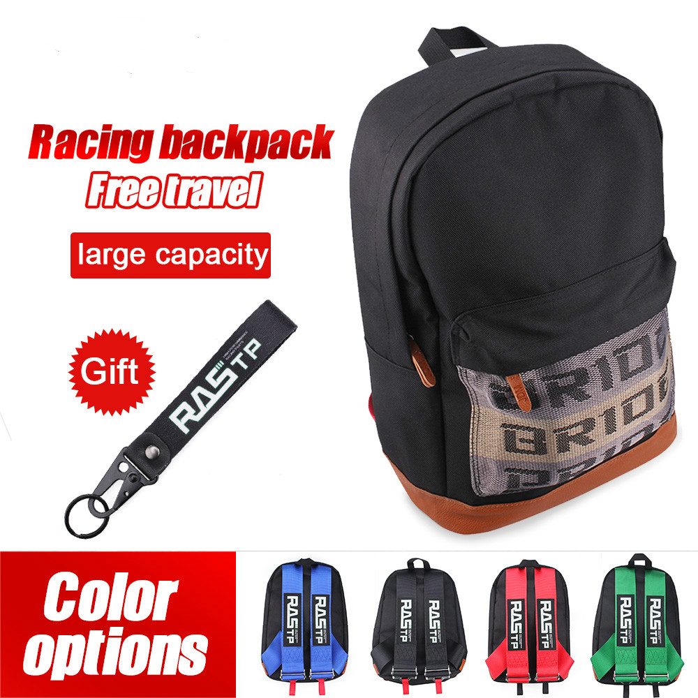 

JDM Style Bride Fabric Racing Backpack Car Canvas Backpack Motorcycle Backpack Travel Luggage with Keychain School Bag RS-BAG040
