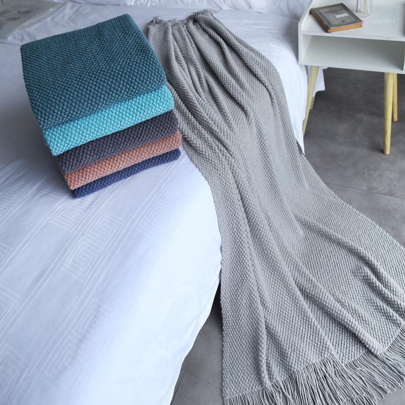 

Newly Arrived Knitted Blanket Warm 125*150cm Solid Blanket Bed Sofa Office Leisure Nap Cover Air Conditioning Shawl1