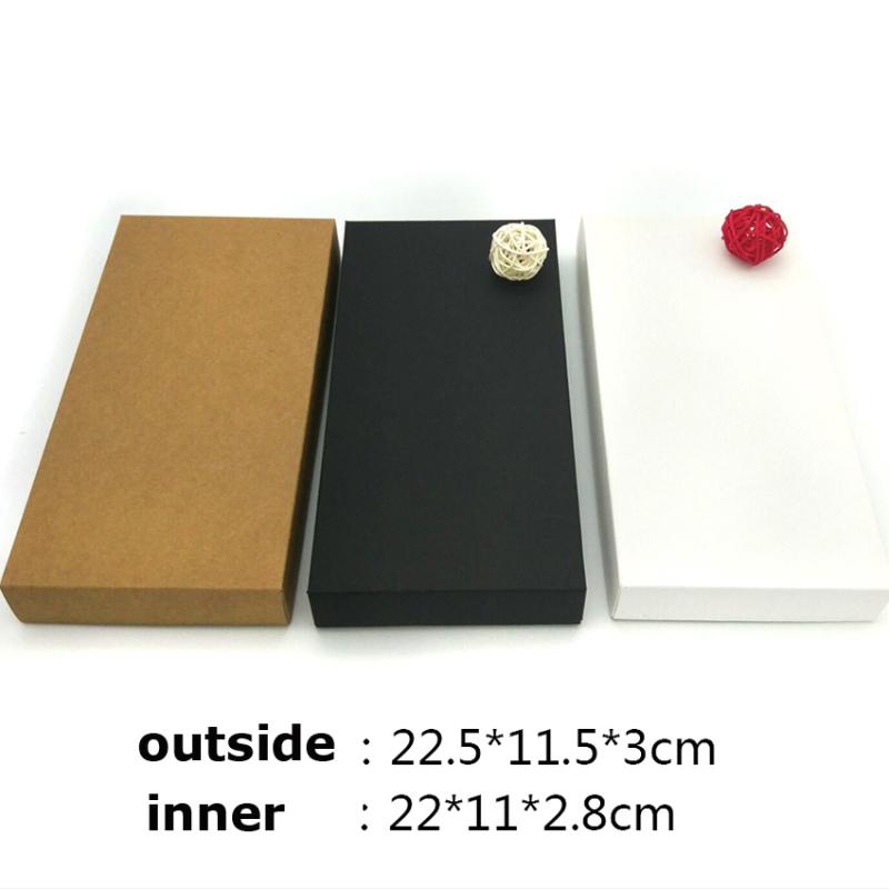 

20pcs 22.5/14x11.5x3cm Black/brown/white Kraft Paper Diy Retro Wallet Box Jewelry Handkerchief Scarf Gift Boxes Default Black