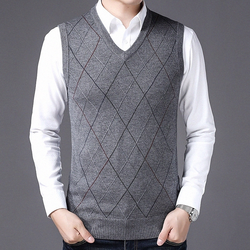 Vest pour hommes Pull tricoté Plaid Shandy Style Style Vintage Sweater Cardigans V Cou Cou Chute Winter Vin Gris Gris Gris Jardin 90rr #