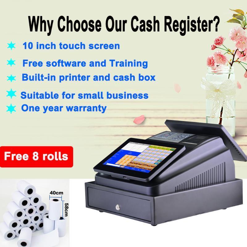 

10 inch Dual touch screen come with free software and training for restaurant and retail built in thermal printer cash box1