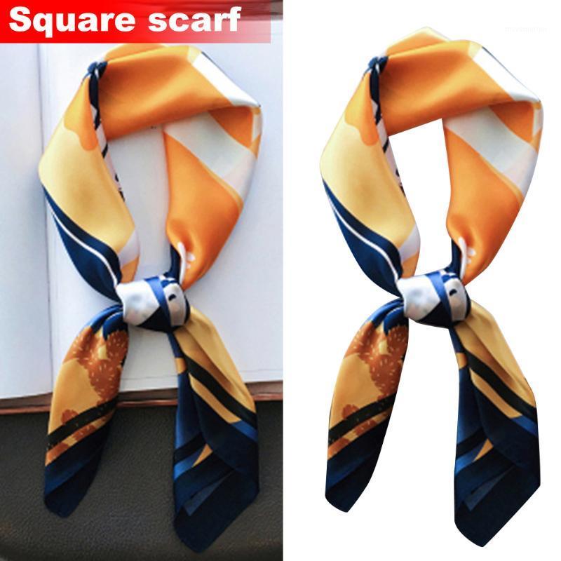 

Newly Small Square Scarf Satin Neck Scarf Dots Floral Striped Neckerchief for Women Girl1