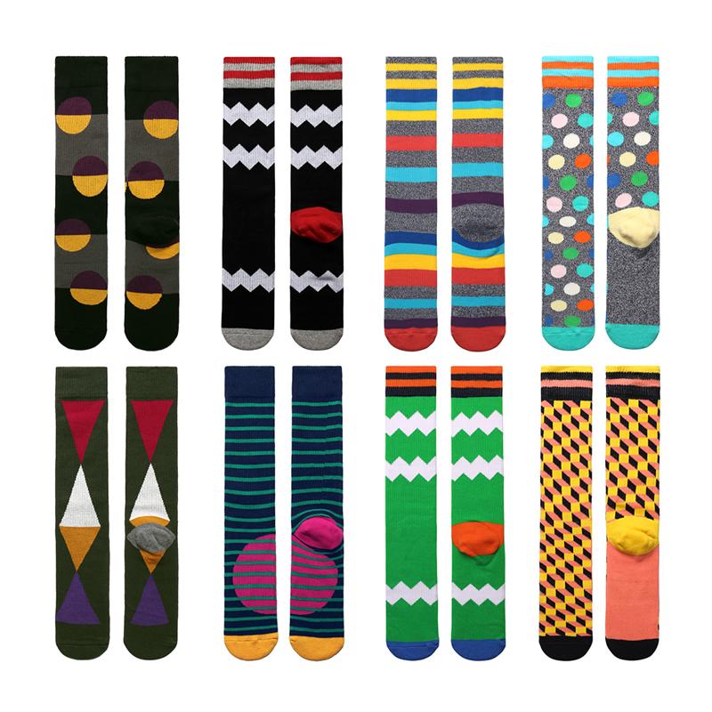 

Peonfly Pair 1 Combed Cotton Funny Wave Point Harajuku Happy Motion Striped Geometric Novelty Socks Men, Stripe circle