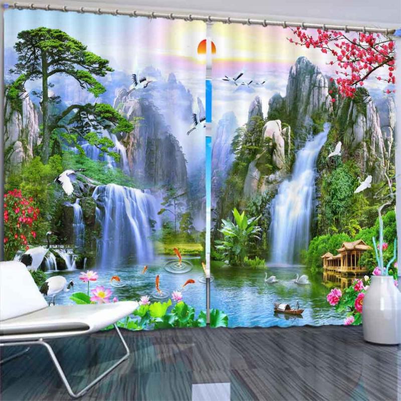 

customize simple curtain design Scenic waterfall window curtains Living room bedroom vorhang schlafzimmer blackout, As pic