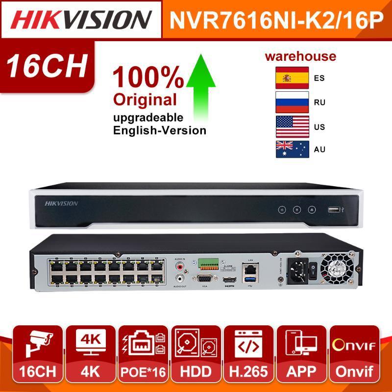 

Origina Hikvision NVR DS-7616NI-K2/16P 16CH H.265 4K 8mp POE NVR for IP Camera Support Two way Audio for security system1