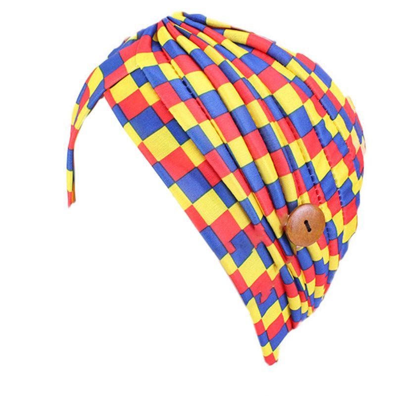 

Women Headscarf India Hat with Button Mask Holer Rainbow Anti-Tight Beanies Cap M89E