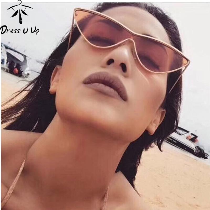 

Sunglasses DRESSUUP Trendy Triangle Cat Eye Women Sun Glasses Fashion Siamese Gradient Metal Female Eyewear Oculos