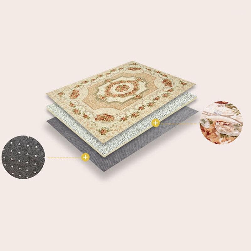 

European Style Rectangular Rugs for Living Room Carpet Floor Mat Printed Floral Soft Table Anti Slip Sofa Home Bedside Modern1, Rose beige