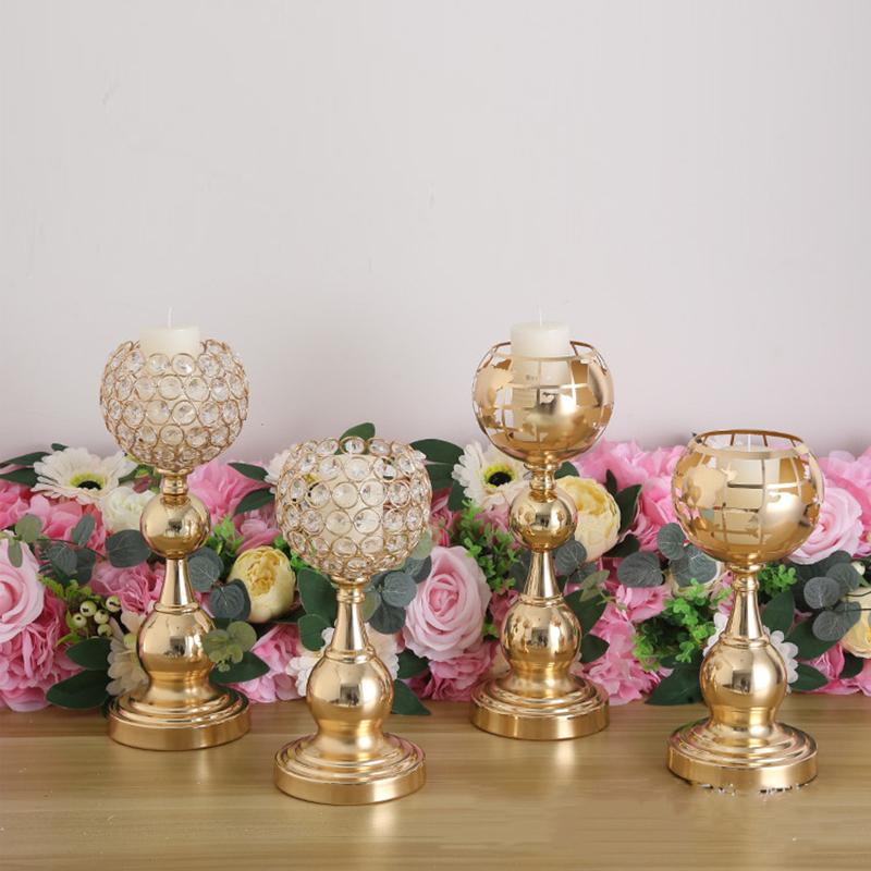 

Single Candle Holder Crystals Wedding Candlstick / Centerpiece Center Table Romantic Candle Stand For Home Hotel Decoration