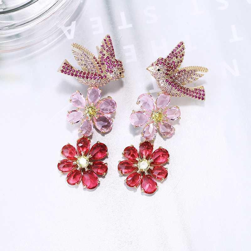 

XIUMEIYIZU New Bird and Flower Design Earrings Handmade Inaly Zirconia Luxury Style Dubai Wedding Jewelry Women Gifts Earrings1