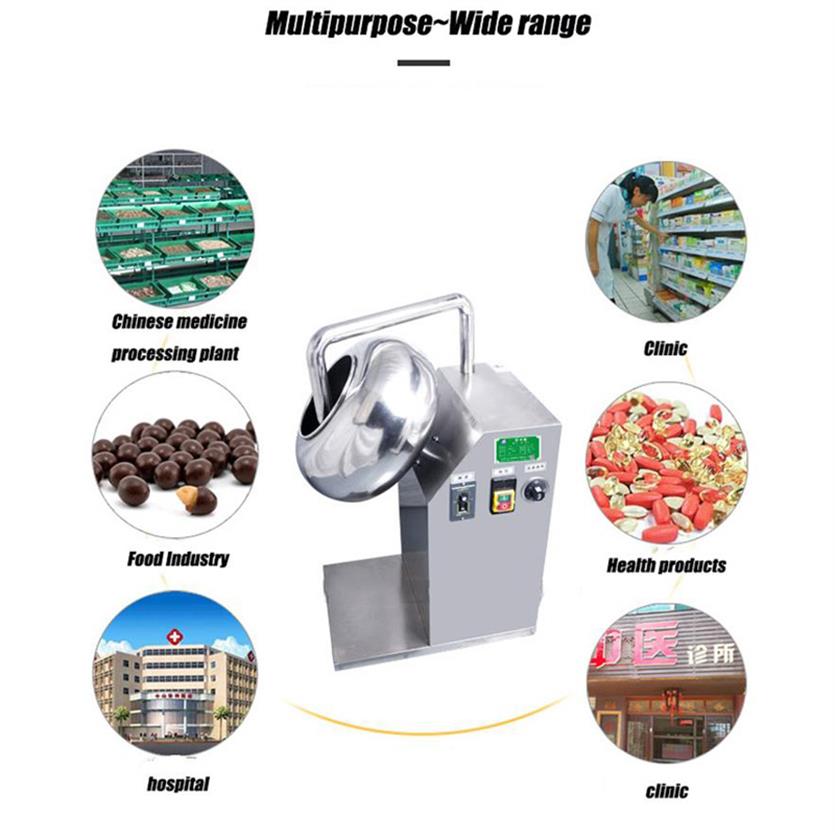 

Stainless Steel Automatic Pill Almond Nuts Sugar Popcorn Candy Chocolate Coating Pan Machine a57