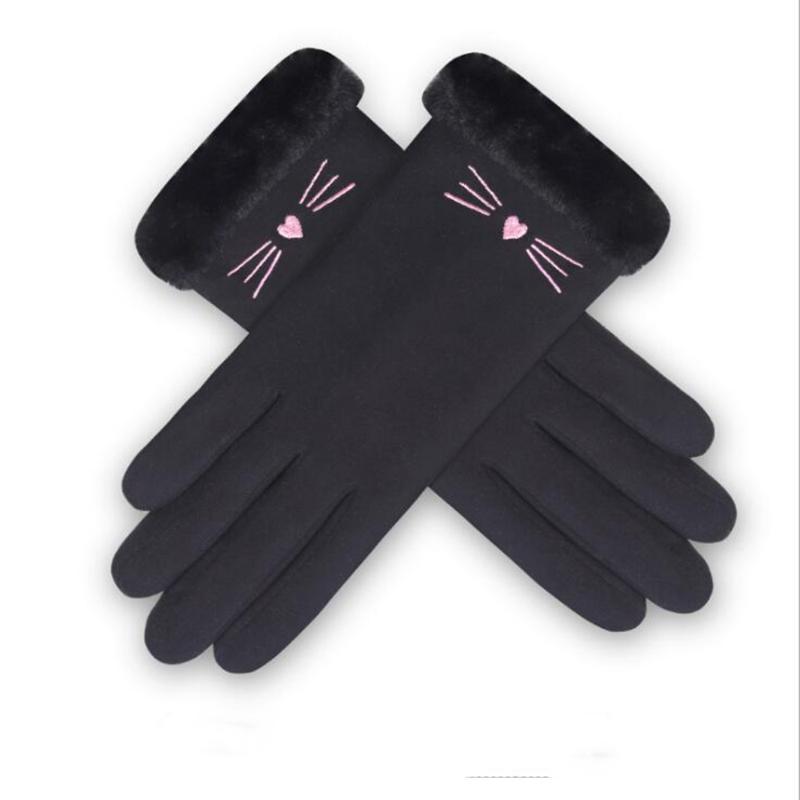 

cute cat gloves women outdoor cycling hiking winter Suede plush mouth gloves for girlfriend