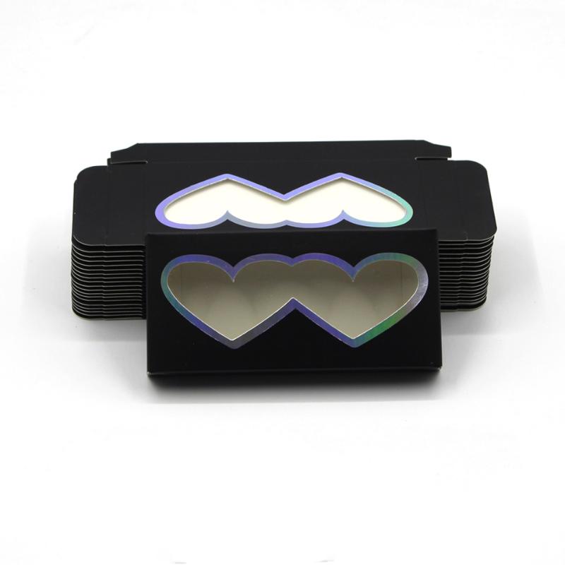 

Black Heart Shape Eyelashes Packaging Lash Box Wholesale 10/20/30/50/100 Cardboard Case Mink Lashes Case Bulk Makeup Vendors