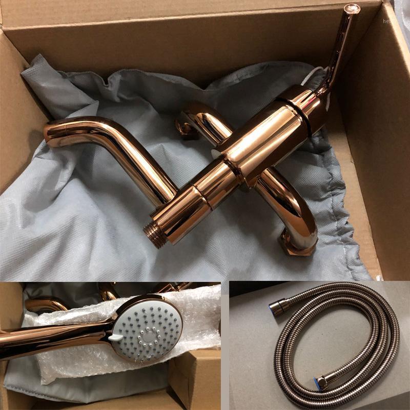 

Rose Gold Bathtub Faucet Rotatable Bathroom Shower Water Mixer With Hand hled Shower Head & 1.5 Meter Hose Black & Chrome1