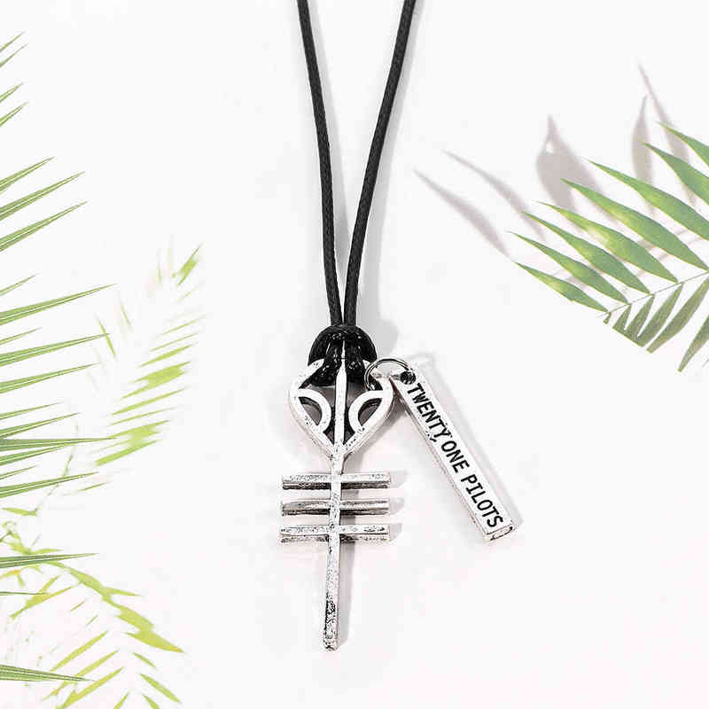 Punk 21 Twenty One Pilots Rock Band Skeleton Necklaces Pendant Cord BFF Best Friend Necklace for Men Women Music Hip Hop Jewelry G220310-image-756191460
