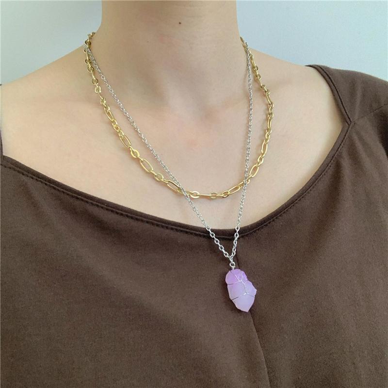 

Chokers Luokey Fashion Natural Stone Pendant Necklace Multilayer Clavicle Chain Choker Jewelry Gift For Women Bijoux Femme 2021