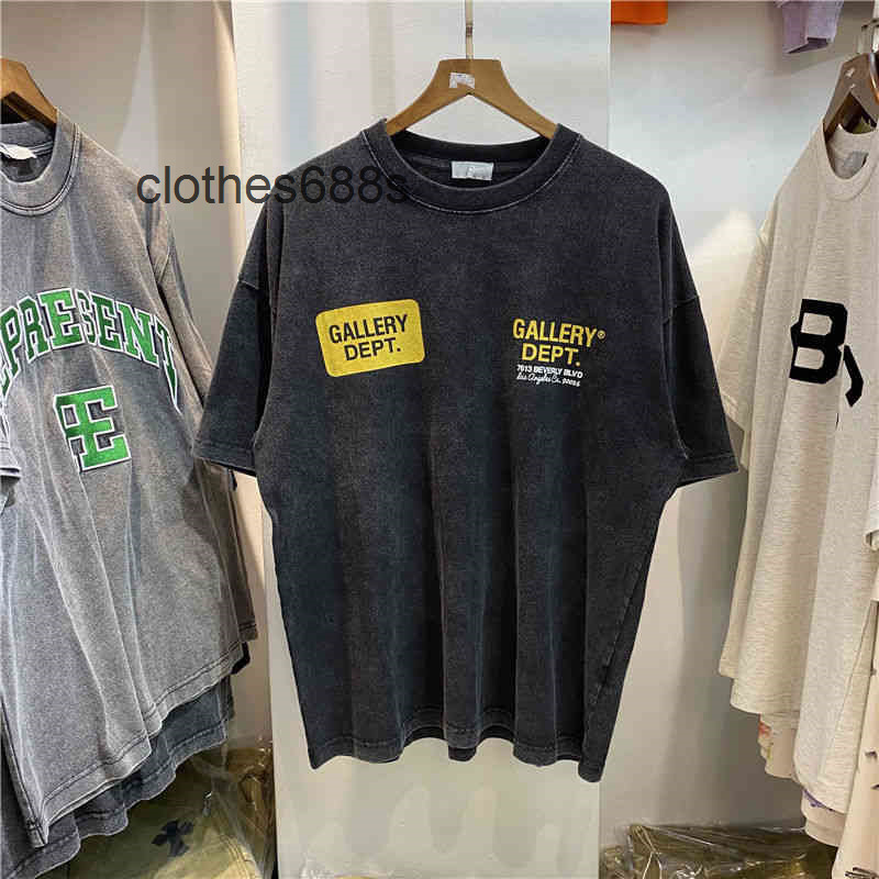 

designer Men's Sweaters Gallerydept T Shirt High Street Lettering Print Loose Wash Vintage Video Couple Short Sleeve Summer shirtsKL1U, Gray
